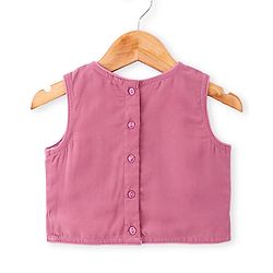 Babyhug Woven Three Fourth Sleeves Embroidered Top & Palazzo Set with Shrug Foil Embroidery - Rose Gold