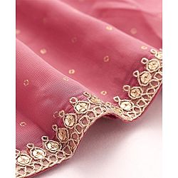 Babyhug Woven Three Fourth Sleeves Embroidered Top & Palazzo Set with Shrug Foil Embroidery - Rose Gold