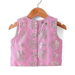 Babyhug Sleeveless Sequinned  Embroidered Top with Sharara & Dupatta Indowestern Set - Pink
