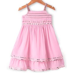 Babyhug Georgette Woven Singlet Sleeves Sequin Embroidered Kurti Palazzo Set with Dupatta - Pink