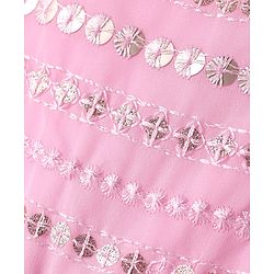 Babyhug Georgette Woven Singlet Sleeves Sequin Embroidered Kurti Palazzo Set with Dupatta - Pink