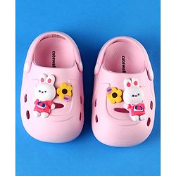 Cute Walk by Babyhug Clogs with Backstrap Bunny Applique - Pink