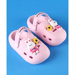 Cute Walk by Babyhug Clogs with Backstrap Bunny Applique - Pink
