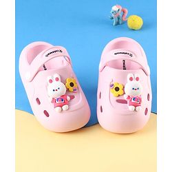 Cute Walk by Babyhug Clogs with Backstrap Bunny Applique - Pink