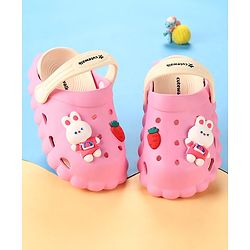 Cute Walk by Babyhug Clogs with Backstrap Bunny Applique - Pink