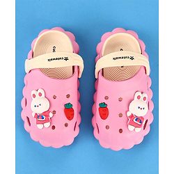 Cute Walk by Babyhug Clogs with Backstrap Bunny Applique - Pink