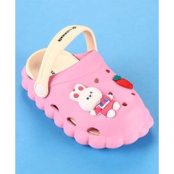Cute Walk by Babyhug Clogs with Backstrap Bunny Applique - Pink