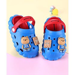 Cute Walk by Babyhug Clogs with Backstrap Bear Applique - Blue