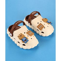 Cute Walk by Babyhug Clogs with Backstrap Bear Applique - Light Brown