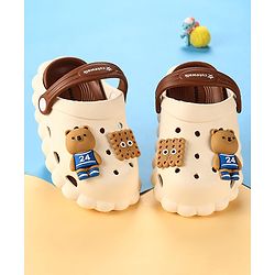Cute Walk by Babyhug Clogs with Backstrap Bear Applique - Light Brown