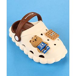 Cute Walk by Babyhug Clogs with Backstrap Bear Applique - Light Brown