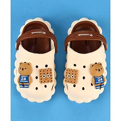 Cute Walk by Babyhug Clogs with Backstrap Bear Applique - Light Brown