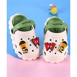 Cute Walk by Babyhug Clogs with Backstrap with Duck Applique - Green