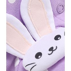 Babyhug Cotton Full Sleeves Lace Embellished Sleepsuit With Polka Dots Print - Lavender