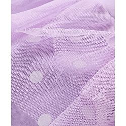 Babyhug Cotton Full Sleeves Lace Embellished Sleepsuit With Polka Dots Print - Lavender