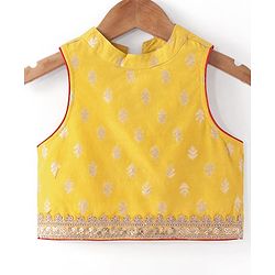 Babyhug Sleeveless  Brocade Choli Lehenga & Dupatta Set - Yellow & Red