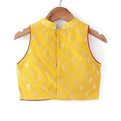 Babyhug Sleeveless  Brocade Choli Lehenga & Dupatta Set - Yellow & Red