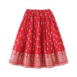 Babyhug Sleeveless  Brocade Choli Lehenga & Dupatta Set - Yellow & Red
