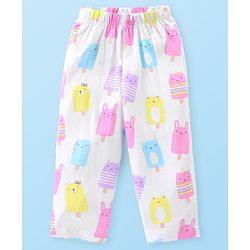 Babyhug Cotton Knit Frill Sleeves Peter Pan Collared Night Suit With Polka Dot Print Pack of 2- Pink & White
