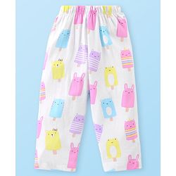 Babyhug Cotton Knit Frill Sleeves Peter Pan Collared Night Suit With Polka Dot Print Pack of 2- Pink & White