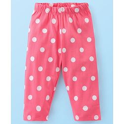 Babyhug Cotton Knit Frill Sleeves Peter Pan Collared Night Suit With Polka Dot Print Pack of 2- Pink & White