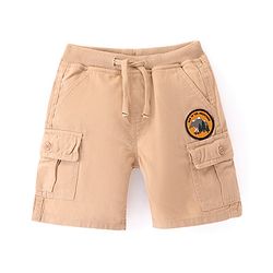 Babyhug Twill Woven Above Knee Length Bermuda With Mountain Patch Detailing - Beige