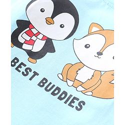 Babyhug Cotton Knit Full Sleeves Penguin Printed T-Shirt - Light Blue