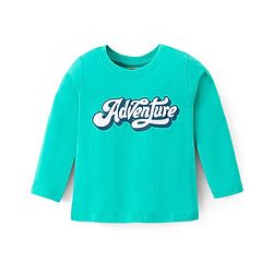 Babyhug Cotton Knit Full Sleeves Tee with Text  Print - Green