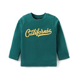 Babyhug Cotton Knit Full Sleeves T-Shirt with Text Print - Green