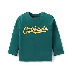 Babyhug Cotton Knit Full Sleeves T-Shirt with Text Print - Green