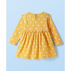 Babyhug Single Jersey Knit Full Sleeves Frocks With Stockings & Sling Bag Polka Dot Print - Mustard
