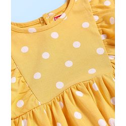 Babyhug Single Jersey Knit Full Sleeves Frocks With Stockings & Sling Bag Polka Dot Print - Mustard
