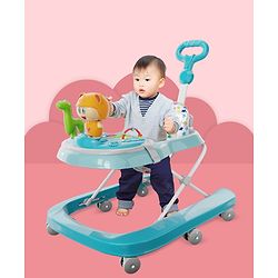 Babyhug Baby Walker with Parental Handle and Musical Toy Tray - Blue