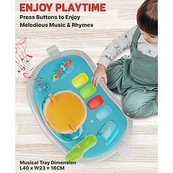 Babyhug Baby Walker with Parental Handle and Musical Toy Tray - Blue