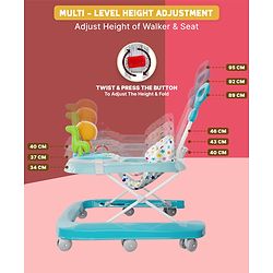 Babyhug Baby Walker with Parental Handle and Musical Toy Tray - Blue