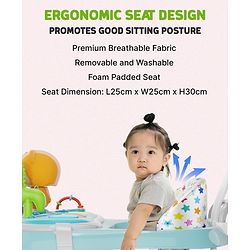 Babyhug Baby Walker with Parental Handle and Musical Toy Tray - Blue