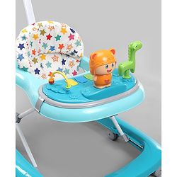 Babyhug Baby Walker with Parental Handle and Musical Toy Tray - Blue