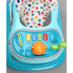 Babyhug Baby Walker with Parental Handle and Musical Toy Tray - Blue