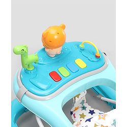 Babyhug Baby Walker with Parental Handle and Musical Toy Tray - Blue