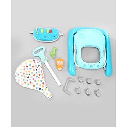 Babyhug Baby Walker with Parental Handle and Musical Toy Tray - Blue