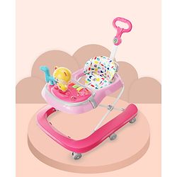 Babyhug Baby Walker with Parental Handle and Musical Toy Tray - Blue