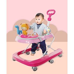 Babyhug Baby Walker with Parental Handle and Musical Toy Tray - Blue