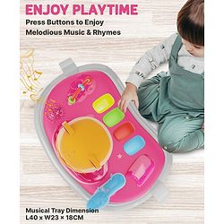 Babyhug Baby Walker with Parental Handle and Musical Toy Tray - Blue