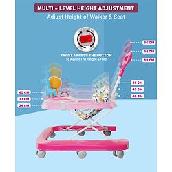 Babyhug Baby Walker with Parental Handle and Musical Toy Tray - Blue