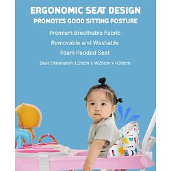 Babyhug Baby Walker with Parental Handle and Musical Toy Tray - Blue