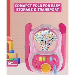 Babyhug Baby Walker with Parental Handle and Musical Toy Tray - Blue
