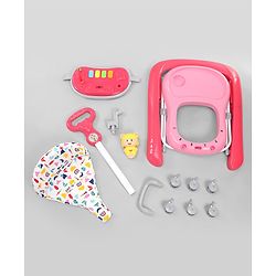 Babyhug Baby Walker with Parental Handle and Musical Toy Tray - Blue