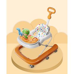 Babyhug Baby Walker with Parental Handle and Musical Toy Tray - Blue