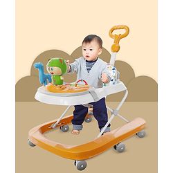 Babyhug Baby Walker with Parental Handle and Musical Toy Tray - Blue