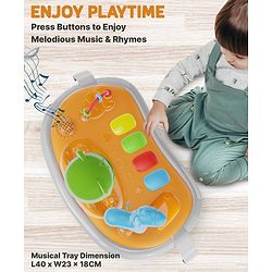 Babyhug Baby Walker with Parental Handle and Musical Toy Tray - Blue